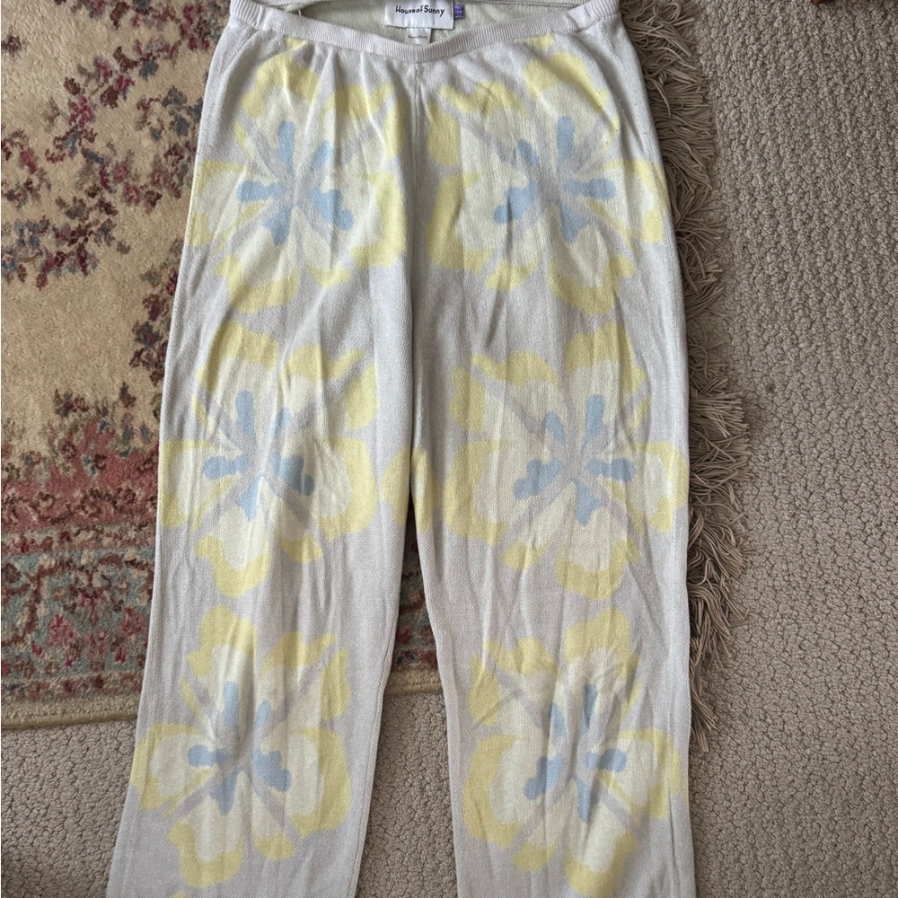 House of Sunny Yellow and Blue Straight Leg Pants